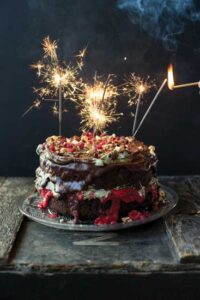 Chocolate, Raspberry, and Seaweed Cake Recipe Image